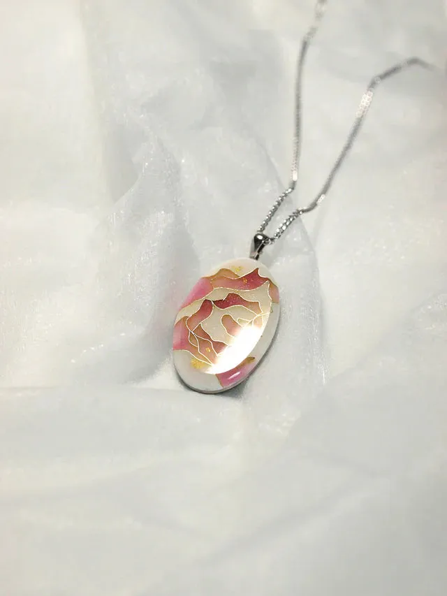 Yusen-Shippo Pendant Necklace - Rose Pink, Japanese Jewelry