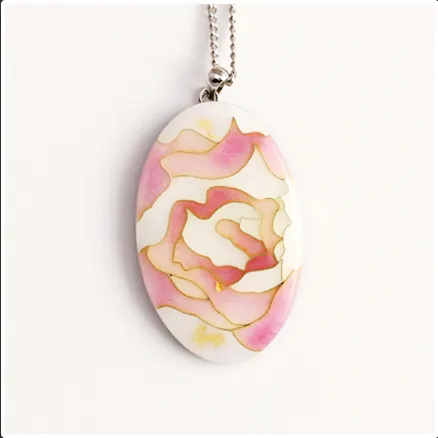 Yusen-Shippo Pendant Necklace - Rose Pink, Japanese Jewelry
