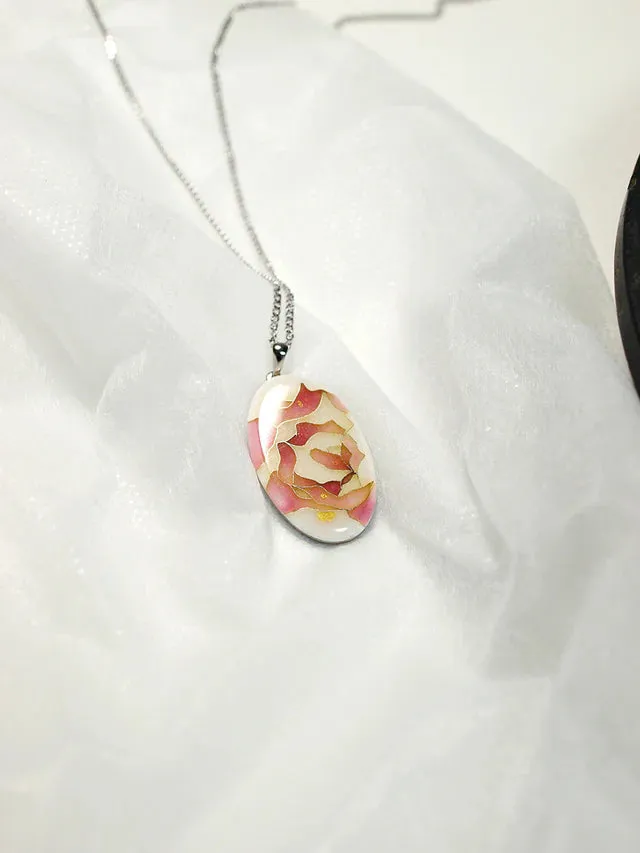 Yusen-Shippo Pendant Necklace - Rose Pink, Japanese Jewelry