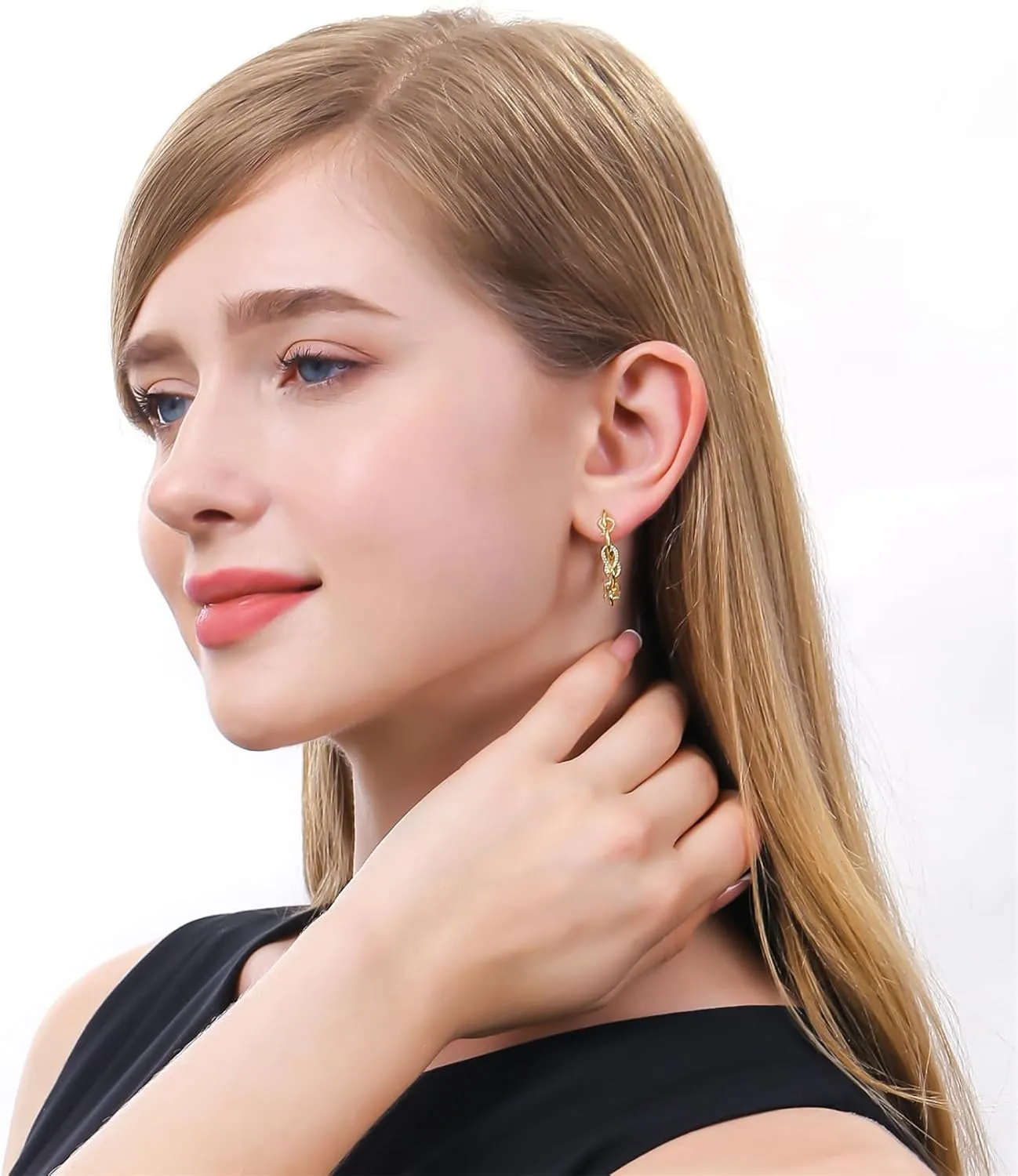 Zaano 14K Gold Plated Hoop Earrings for Women Girls 925 Sterling Silver Post  Large Small Twisted Chunky Thick CZ Hoop Square 