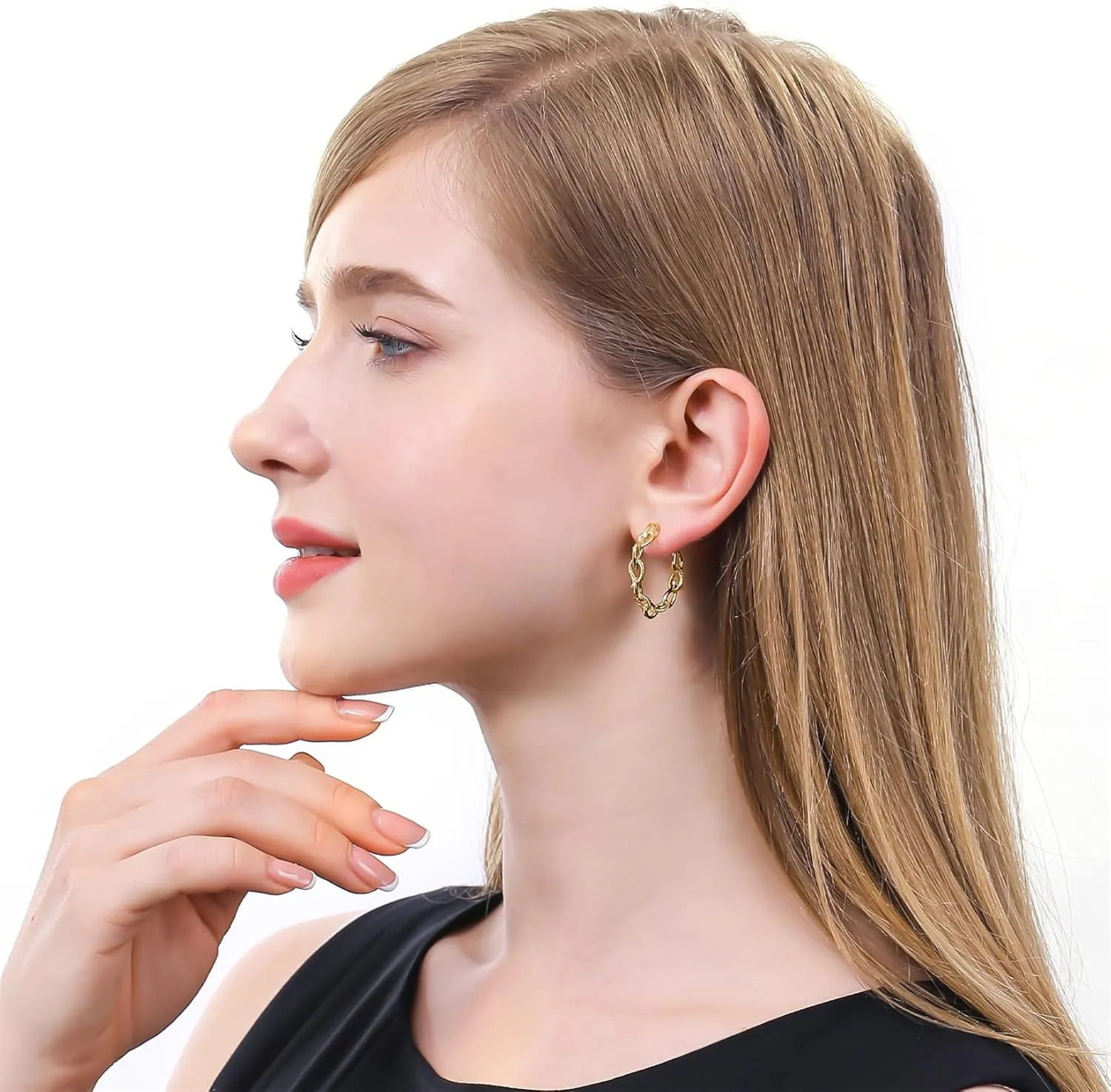 Zaano 14K Gold Plated Hoop Earrings for Women Girls 925 Sterling Silver Post  Large Small Twisted Chunky Thick CZ Hoop Square 