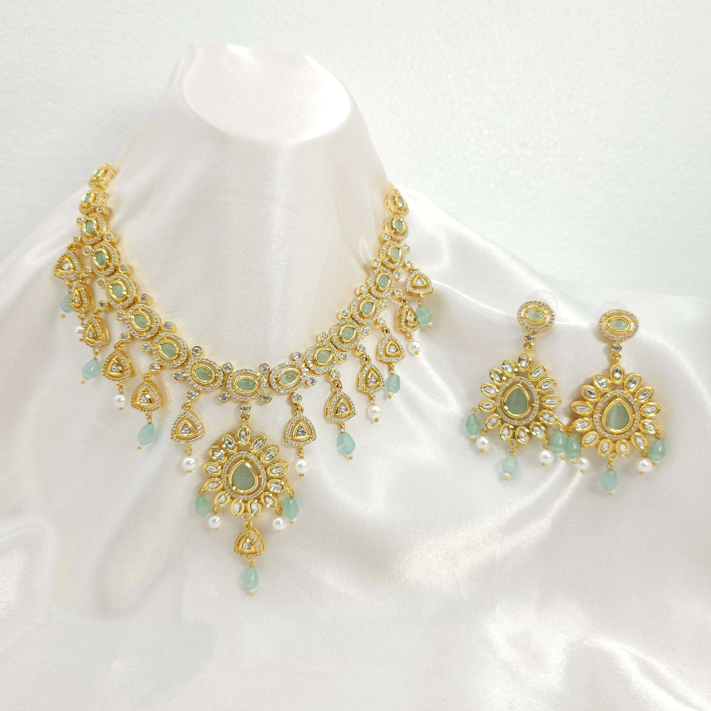 Zoe Moissanite Polki Bridal Choker Necklace Set