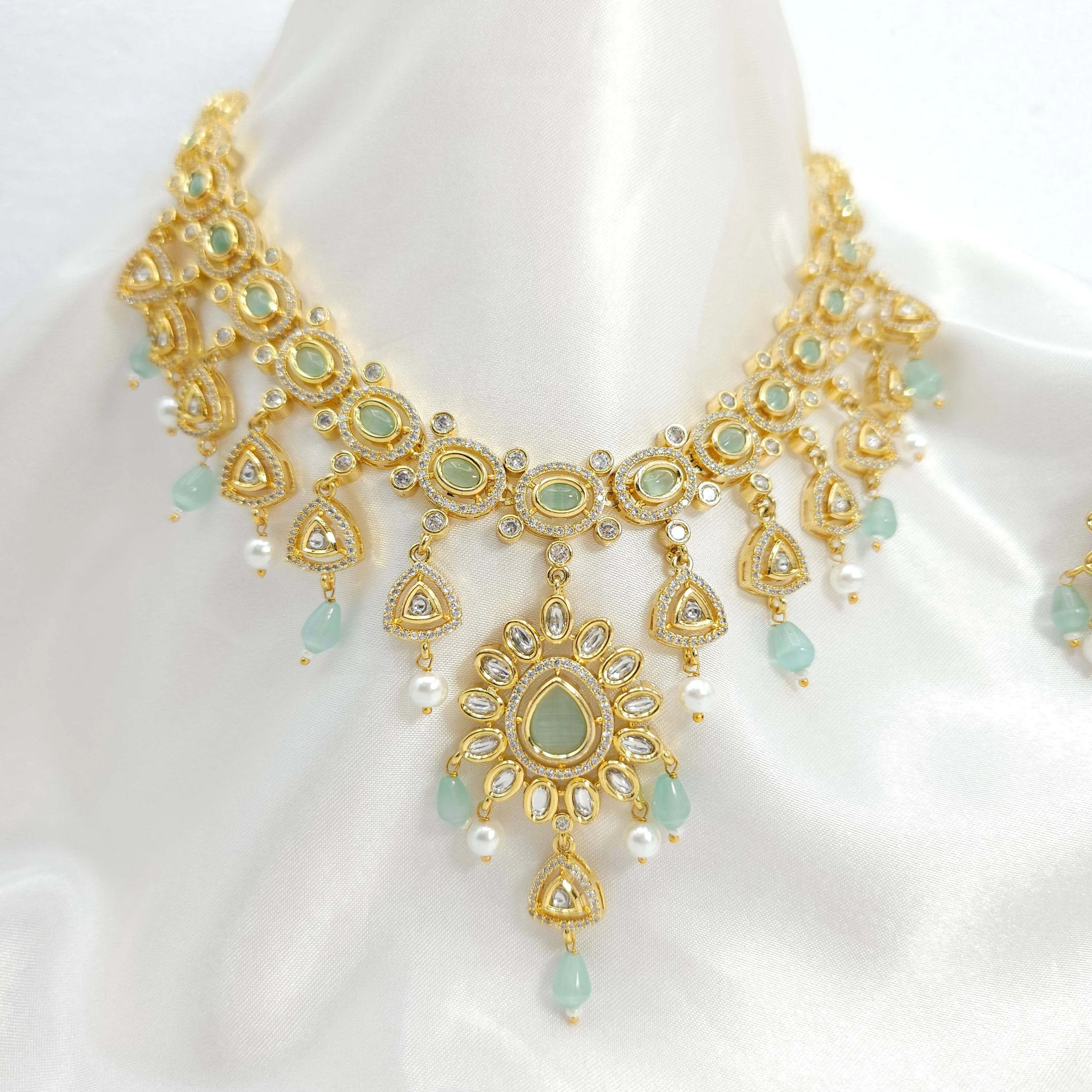 Zoe Moissanite Polki Bridal Choker Necklace Set
